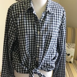 Banana Republic Soft Wash Navy Plaid Shirt